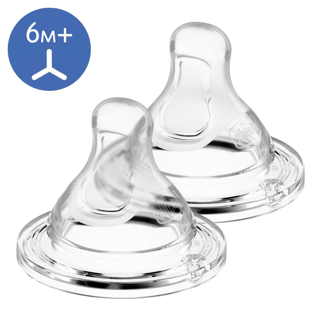 Великий потік соска дитяча силіконова Chicco Physio для каш, 6м+ 2 шт. (20347.00) - Фото 1