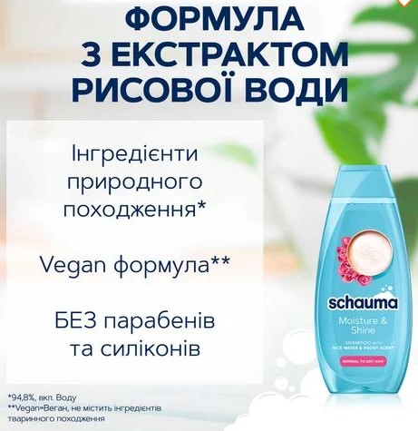 Фото - Шампунь жіночий Schauma Зволоження та блиск 400 мл