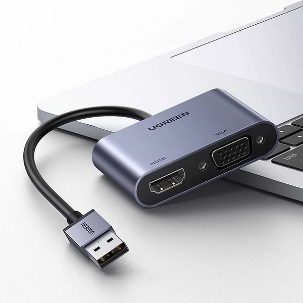 Фото - Переходник HDMI UGREEN CM449 USB 3.0 to HDMI+VGA Converter Gray (20518)