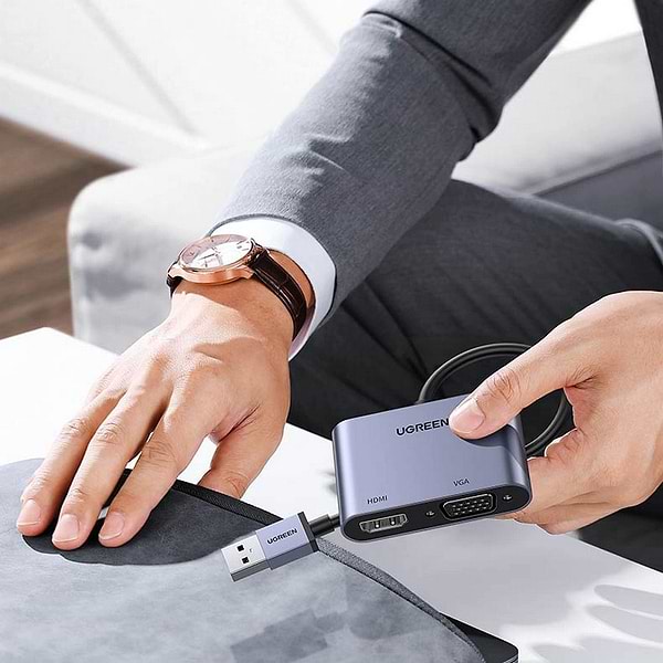 Фото - Переходник HDMI UGREEN CM449 USB 3.0 to HDMI+VGA Converter Gray (20518)