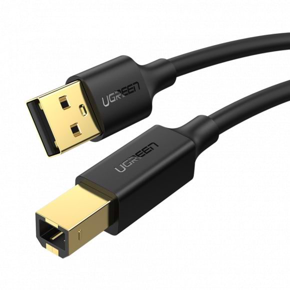 Кабель USB type A - USB type A UGREEN US135 USB-A 2.0 - USB-B 2.0 Cable, 2 m Black (20847) - Фото 1