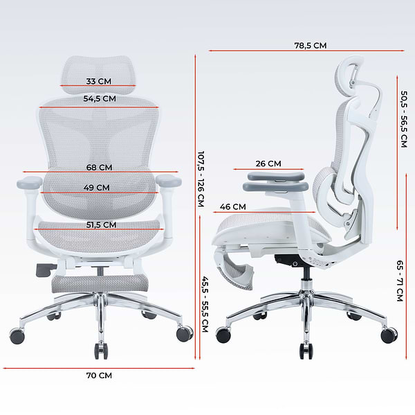 Фото - Кресло офисное Sihoo DORO C300L Mesh White with footrest (DORO-C300L-A3-102-JT)