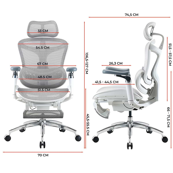 Фото - Крісло офісне Sihoo DORO C300 Pro Mesh White with footrest (DORO-C300-PRO-M102-JT)