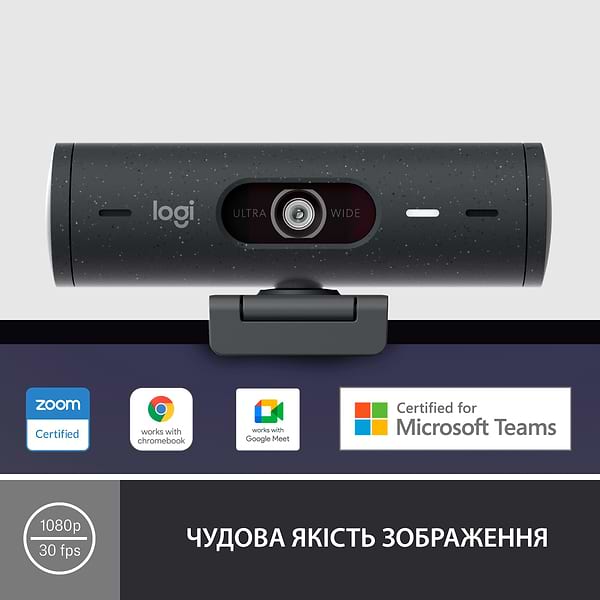 Фото - Веб-камера для комп'ютера Logitech BRIO 500 Graphite (960-001422)