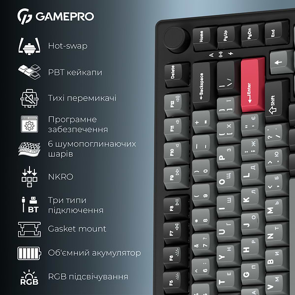 Фото - Клавиатура беспроводная игровая GamePro Asgard Yord Keychron Super Black (MK266BK)