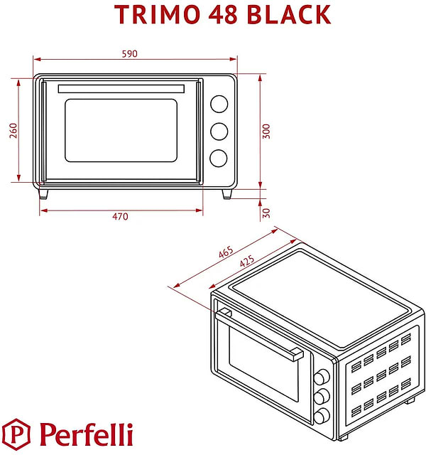 Фото - Печь электрическая Perfelli TRIMO 48 BLACK