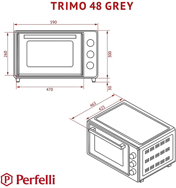 Фото - Уцінка - Піч електрична Perfelli TRIMO 48 GREY