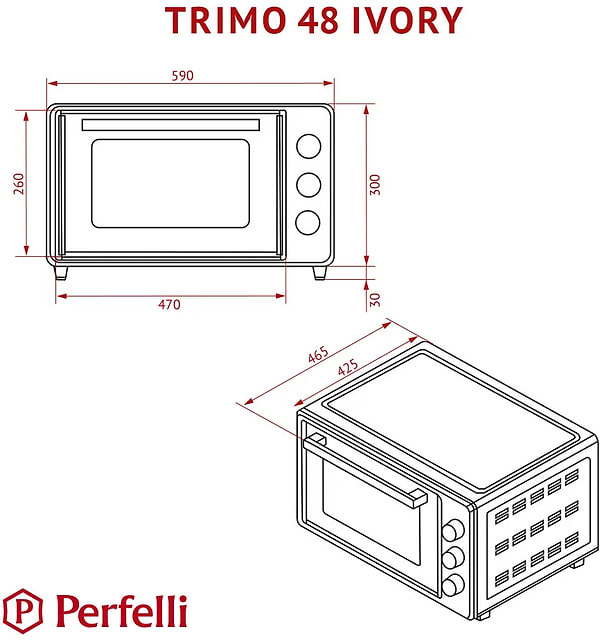 Фото - Уцінка - Піч електрична Perfelli TRIMO 48 IVORY