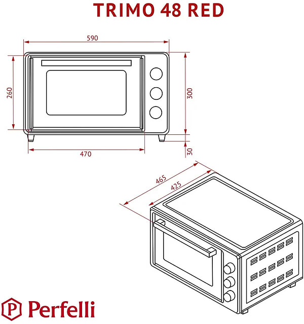 Фото - Піч електрична Perfelli TRIMO 48 RED