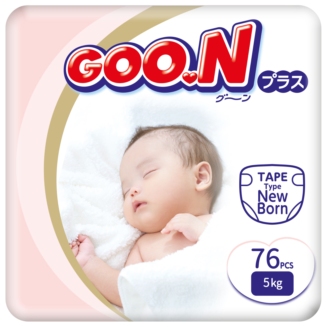Одноразовые подгузники Goo.N Plus для новонароджених на липучках Размер NB (до 5 кг.), 76 шт. (21000626) - Фото 1