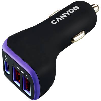 Фото - Автомобільний зарядний пристрій Canyon Universal 3xUSB (CNE-CCA08PU)