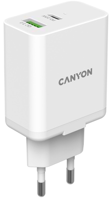 Мережевий зарядний пристрій Canyon H-20-03 PD 20W/QC3.0 18W 1-USB-A USB-C (CNE-CHA20W03)