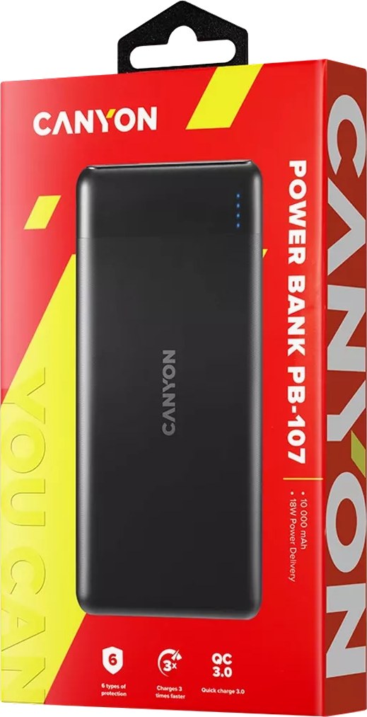 Фото - Батарея мобильная Canyon 10000mAh Black (CNE-CPB1007B)