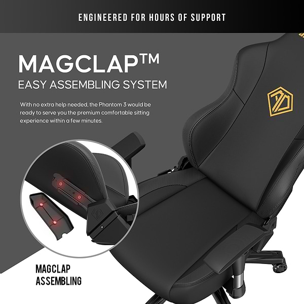 Фото - Крісло для геймерів Anda Seat Phantom 3 Size L Black & Gold (AD18Y-06-B-PVC)
