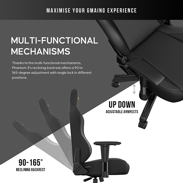 Фото - Крісло для геймерів Anda Seat Phantom 3 Size L Black & Gold (AD18Y-06-B-PVC)