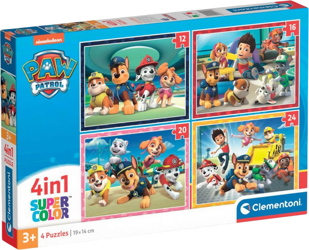 Пазли (3-4 роки) Clementoni 4 в 1 Paw Patrol 12,16,20 та 24 ел. (21513.00)