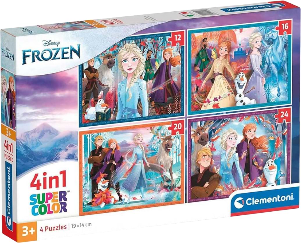 Пазли (3-4 роки) Clementoni 4 в 1 Frozen 12,16,20 та 24 ел. (21518)
