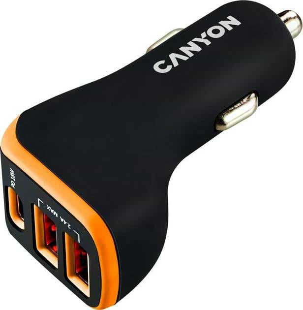 Автомобільний зарядний пристрій Canyon Universal 3xUSB (CNE-CCA08BO) - Фото 1