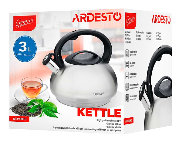Фото - Чайник металевий Ardesto Gemini 3 л Grey (AR1950KS)