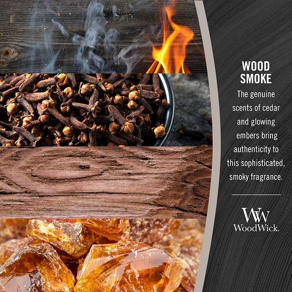 Фото - Свічка скло Woodwick Mini Wood smoke (Деревний дим) 85г (98075E)