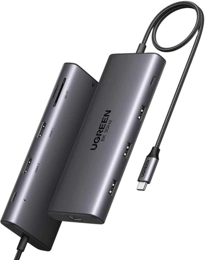 Хаб USB UGREEN USB3.2 Type-C --> HDMI 3xUSB-A 2xUSB-C 100W CM639 (15534)