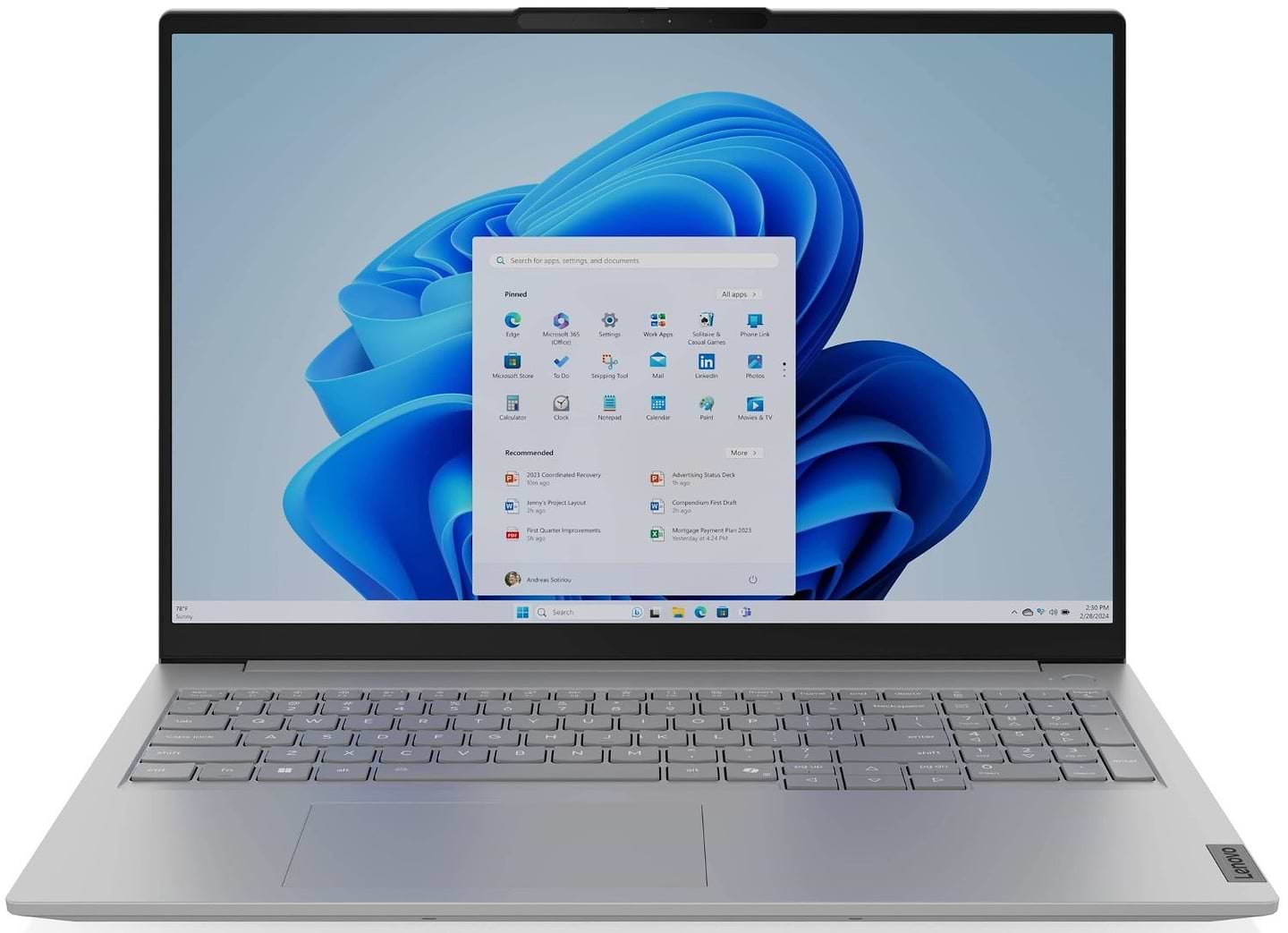 Ноутбук Lenovo ThinkBook 16 G8 IAL (21SK007RRA) Arctic Grey - Фото 1