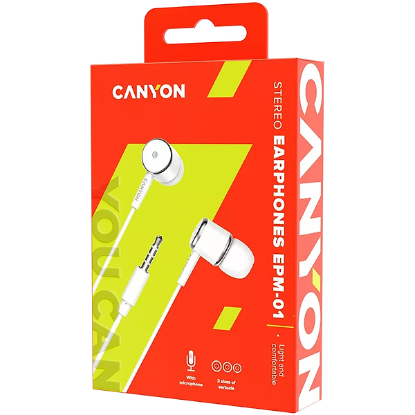 Фото - Навушники вкладиші дротові Canyon CNE-CEPM01W White
