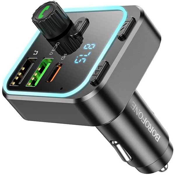 Фото - FM модулятор BOROFONE BC53 Highway PD20W+QC3.0 car BT FM transmitter 18W Black (6941991108457)