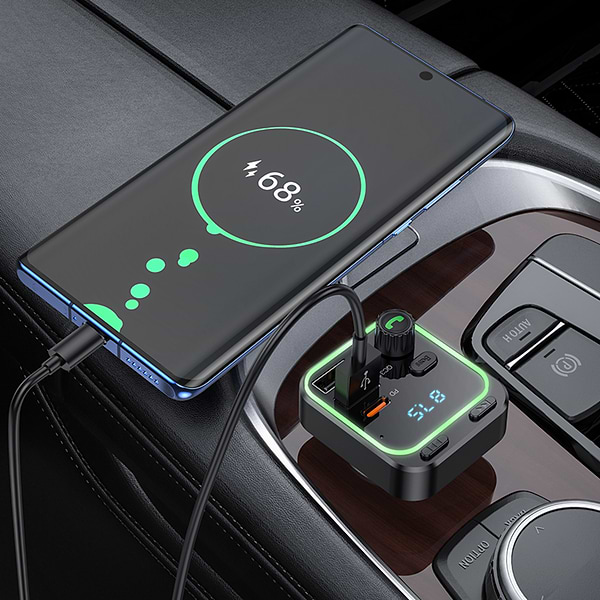 Фото - FM модулятор BOROFONE BC53 Highway PD20W+QC3.0 car BT FM transmitter 18W Black (6941991108457)