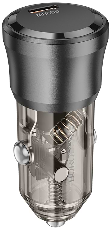Автомобильное зарядное устройство BOROFONE BZ24 Clever single port PD20W car charger Transparent Black (6941991106934)