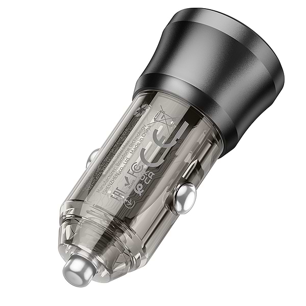 Фото - Автомобільний зарядний пристрій BOROFONE BZ24 Clever single port PD20W car charger Transparent Black (6941991106934)