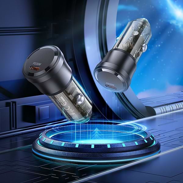 Фото - Автомобільний зарядний пристрій BOROFONE BZ24 Clever single port PD20W car charger Transparent Black (6941991106934)