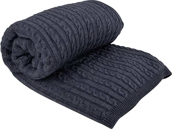 Фото - Плед євро коси SOFT синій меланж 220х240 см (013910)