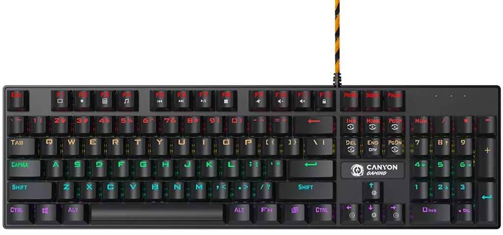 Клавиатура проводная игровая Canyon Deimos GK-4 Rainbow LED ENG/UKR Black (CND-SKB4-US) - Фото 1