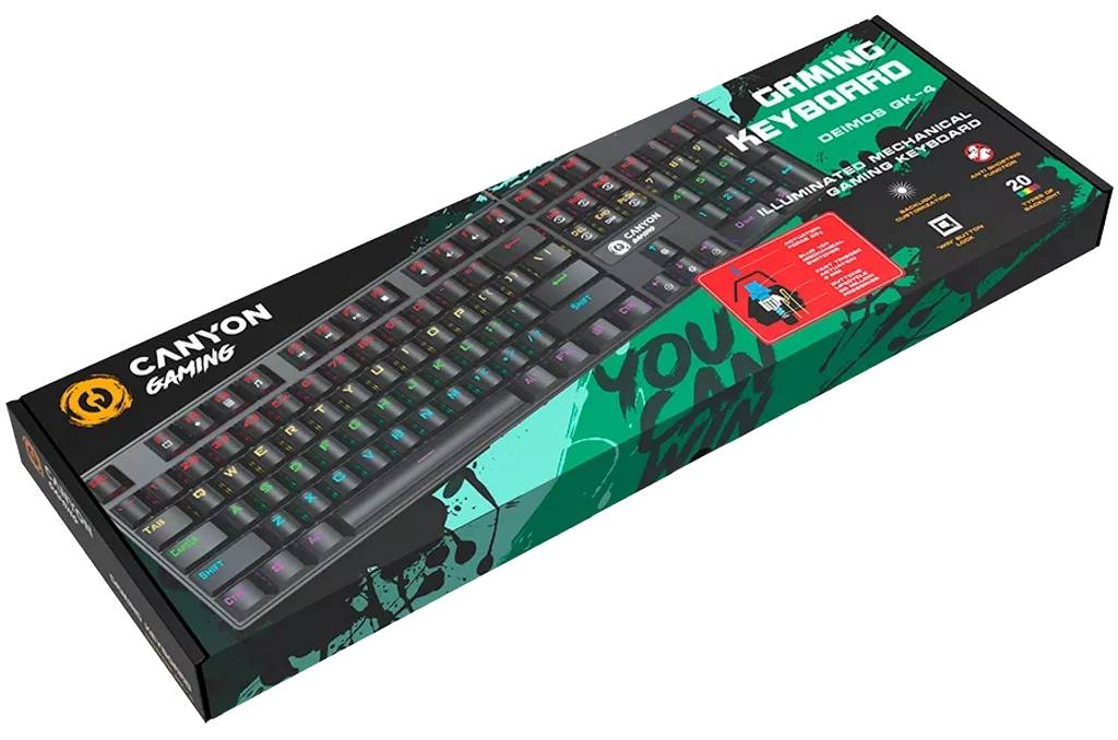 Фото - Клавіатура дротова ігрова Canyon Deimos GK-4 Rainbow LED ENG/UKR Black (CND-SKB4-US)