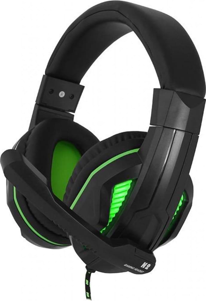 Гарнитура проводная игровая Gemix N2 LED Black-Green Gaming - Фото 1