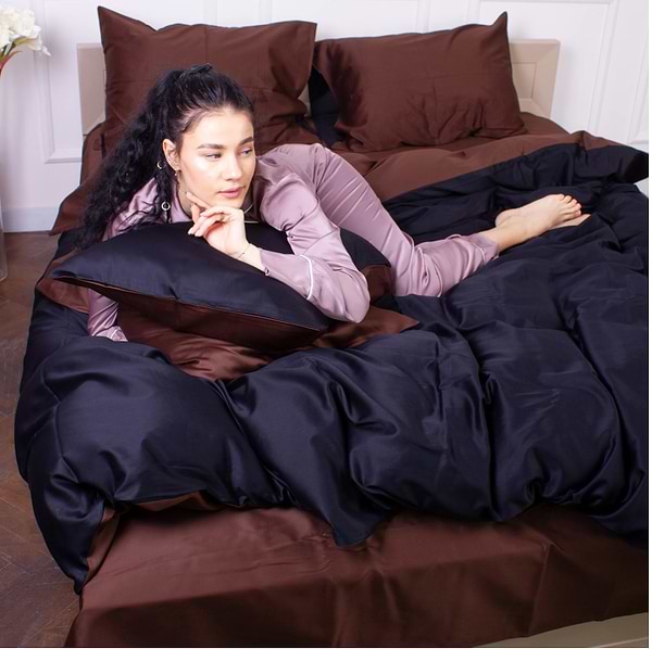 Фото - Комплект постельного белья MirSon Сатин Dark Chocolate 0211+0055 175х210 (2200000688637)