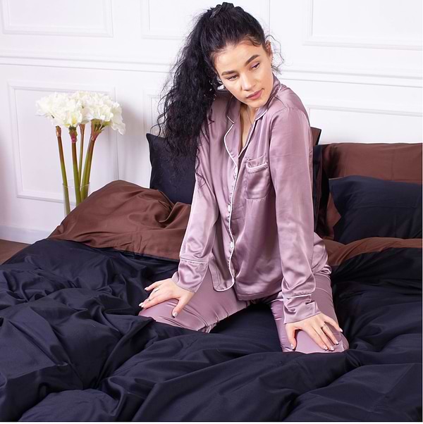 Фото - Комплект постельного белья MirSon Сатин Dark Chocolate 0211+0055 175х210 (2200000688637)