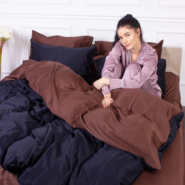 Фото - Комплект постельного белья MirSon Сатин Dark Chocolate 0211+0055 175х210 (2200000688637)