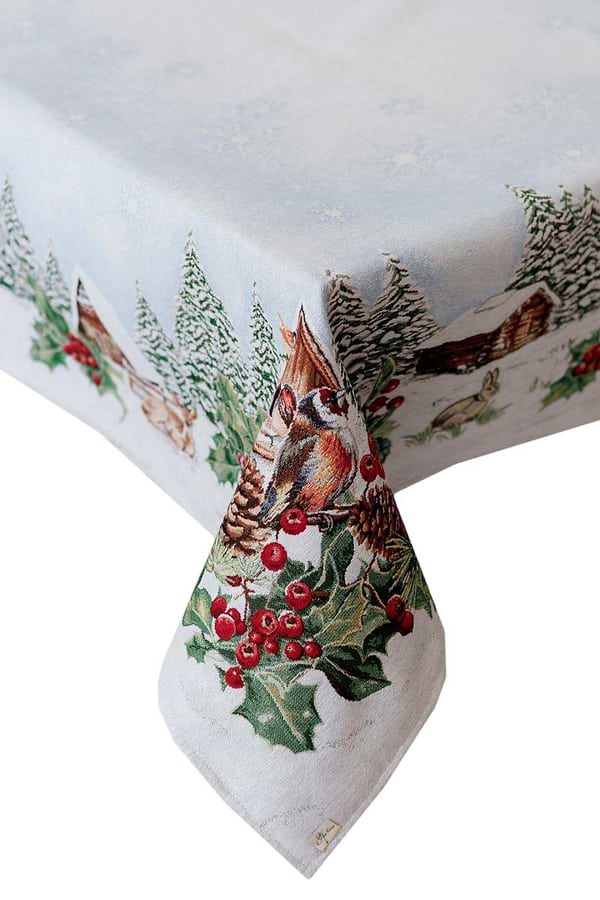 Фото - Скатертина прямокутна Прованс Новорічна гобеленова Squirrel 135х140 см (041753)