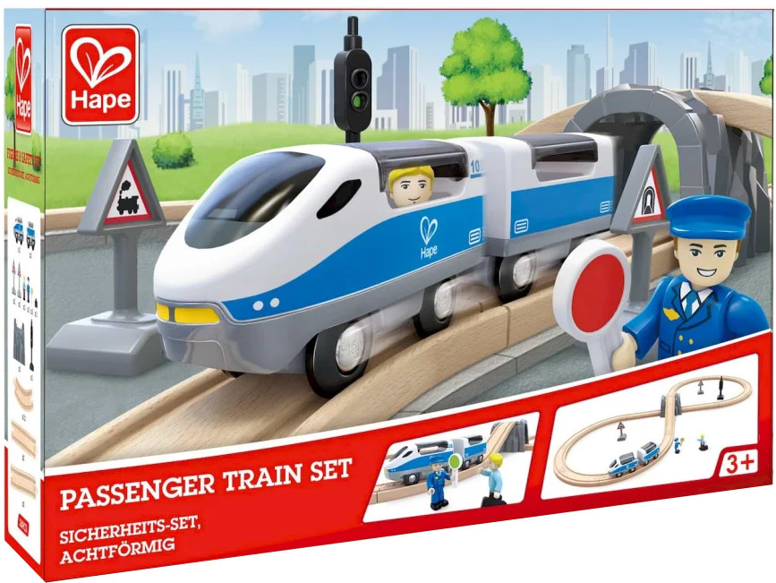 Залізнична техніка набір Hape дерев'яна 26 ел. (E3729) - Фото 1