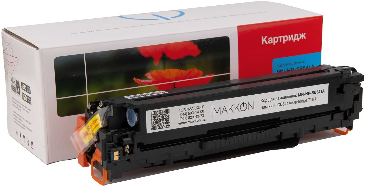 Картридж для лазерных принтеров/МФУ Makkon HP CLJ CB541A (125A) (SB541A) 1.4k Cyan (MN-HP-SB541A) - Фото 1