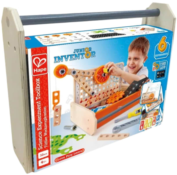 Дерев'яний конструктор Hape Junior Inventor Інструменти для експериментів 32 ел. (E3029)