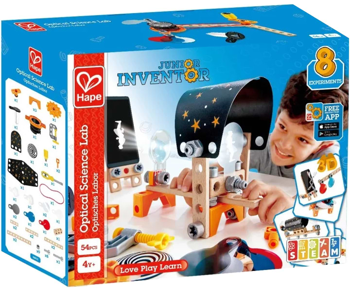 Дерев'яний конструктор Hape Inventor Оптична лабораторія 54 деталі (E3034)