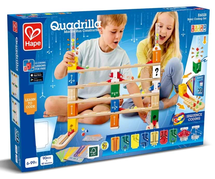 Дерев'яний конструктор Hape Quadrilla Програмування основи 130 ел. (E6028)