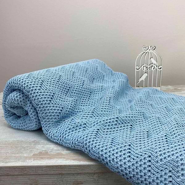 Фото - Плед полуторний Прованс Діно зигзаг Блакитний 130х170 см (022437)