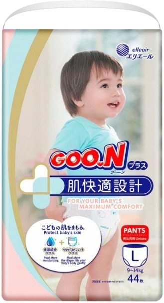 Одноразові підгузки-трусики Goo.N Plus Розмір L (9-14 кг), 44 шт. (843340)