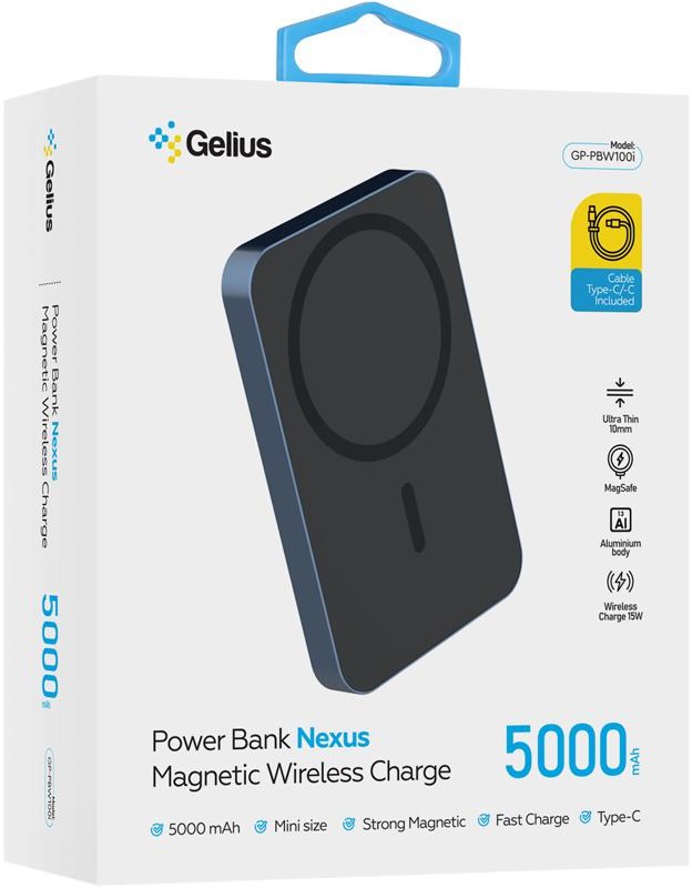 Фото - Батарея мобільна Gelius Nexus Magnetic Wireless Charge 15W GP-PBW100i 5 000mAh (98435)