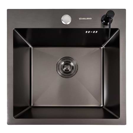 Фото - Мойка кухонная VALESO 45x45 Handmade PVD черная (сифон круглый 3,0/0,8) Фото - Мойка кухонная VALESO 45x45 Handmade PVD черная (сифон круглый 3,0/0,8)