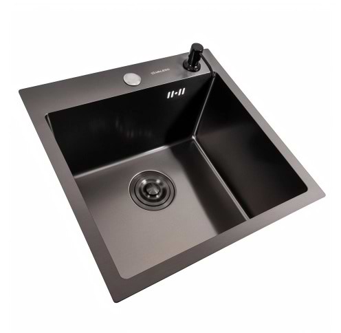 Фото - Мойка кухонная VALESO 45x45 Handmade PVD черная (сифон круглый 3,0/0,8)
